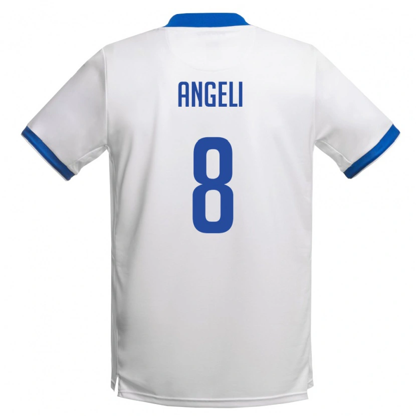 DanxenキッズキプロスAngelos Angeli#8白 ロイヤルブルーアウェイシャツ26-28ジャージーユニフォーム