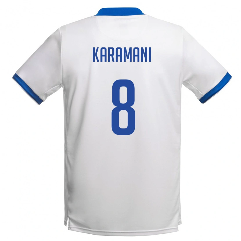 DanxenキッズキプロスChristos Karamani#8白 ロイヤルブルーアウェイシャツ26-28ジャージーユニフォーム