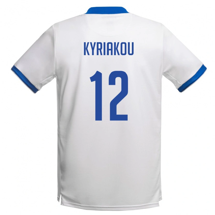 DanxenキッズキプロスPanagiotis Kyriakou#12白 ロイヤルブルーアウェイシャツ26-28ジャージーユニフォーム