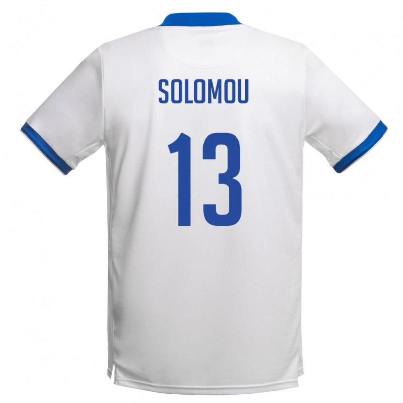 DanxenキッズキプロスMichail Solomou#13白 ロイヤルブルーアウェイシャツ26-28ジャージーユニフォーム