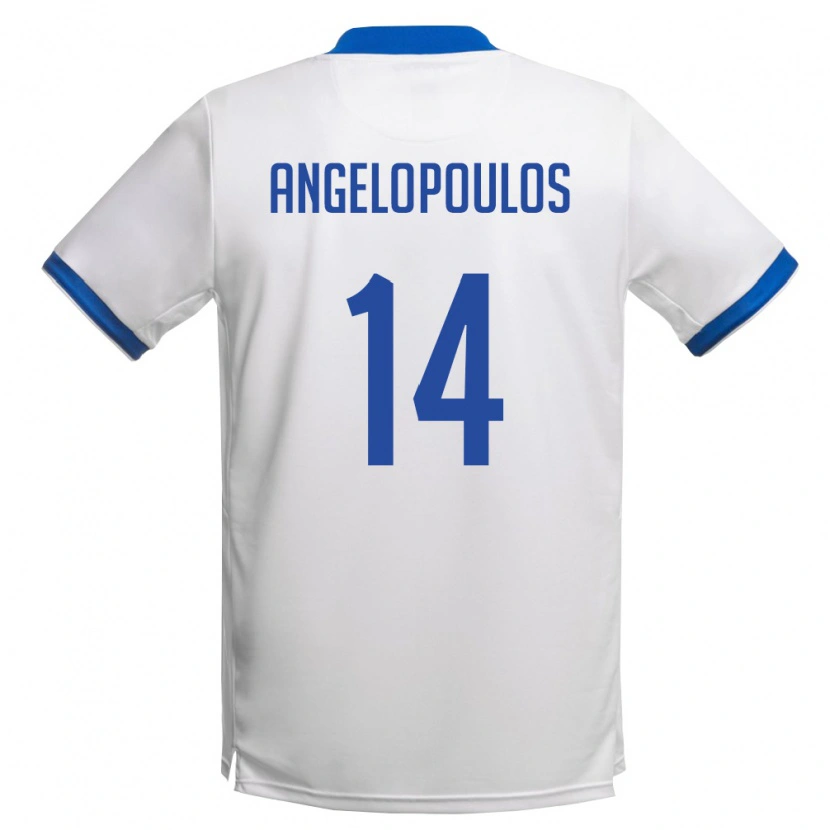 Danxenキッズキプロスゲオルギオス・ニコラス・アンゲロプロス#14白 ロイヤルブルーアウェイシャツ26-28ジャージーユニフォーム