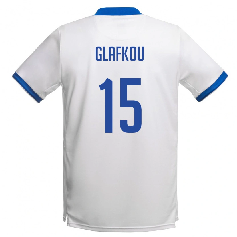 DanxenキッズキプロスAnastasis Glafkou#15白 ロイヤルブルーアウェイシャツ26-28ジャージーユニフォーム