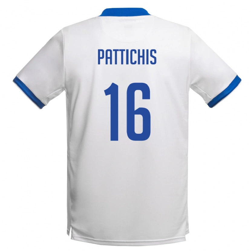 DanxenキッズキプロスKonstantinos Pattichis#16白 ロイヤルブルーアウェイシャツ26-28ジャージーユニフォーム