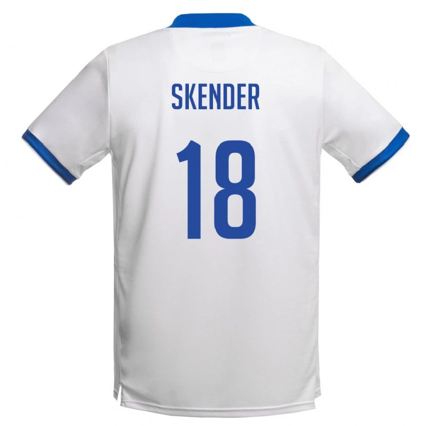 DanxenキッズキプロスAlexandros Skender#18白 ロイヤルブルーアウェイシャツ26-28ジャージーユニフォーム