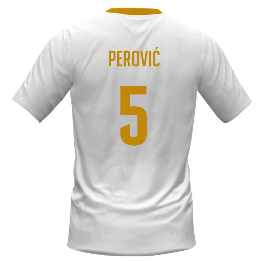 DanxenキッズモンテネグロMarko Perovic#5白 赤 黄アウェイシャツ26-28ジャージーユニフォーム