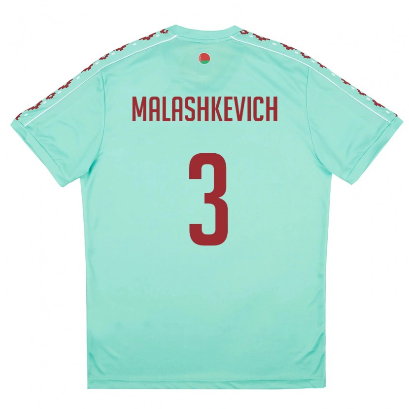 DanxenキッズベラルーシDmitriy Malashkevich#3ライトグリーン バーガンディアウェイシャツ26-28ジャージーユニフォーム