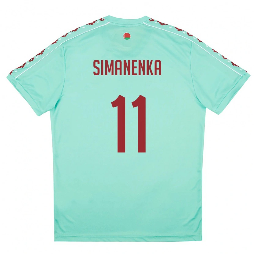 DanxenキッズベラルーシTimofey Simanenka#11ライトグリーン バーガンディアウェイシャツ26-28ジャージーユニフォーム