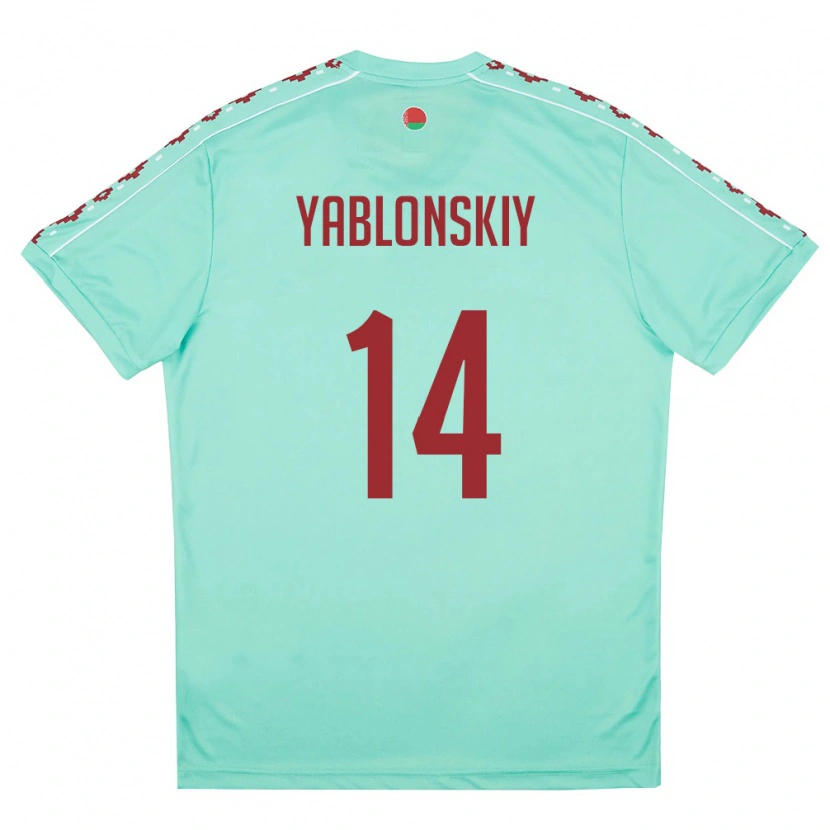 DanxenキッズベラルーシEvgeniy Yablonskiy#14ライトグリーン バーガンディアウェイシャツ26-28ジャージーユニフォーム