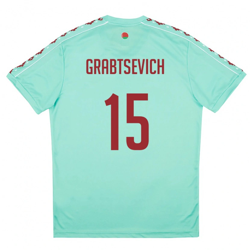 DanxenキッズベラルーシArtem Grabtsevich#15ライトグリーン バーガンディアウェイシャツ26-28ジャージーユニフォーム