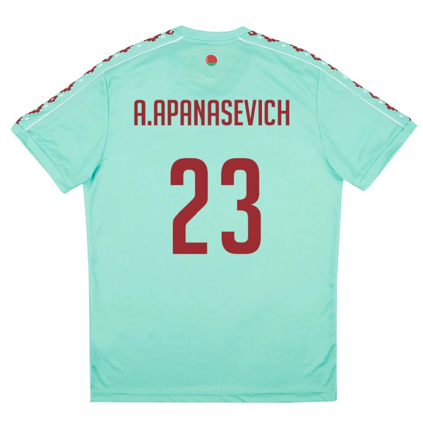 DanxenキッズベラルーシAleksey Apanasevich#23ライトグリーン バーガンディアウェイシャツ26-28ジャージーユニフォーム