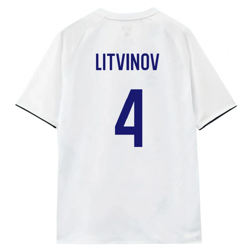 DanxenキッズロシアKonstantin Litvinov#4白 茶 黒アウェイシャツ26-28ジャージーユニフォーム