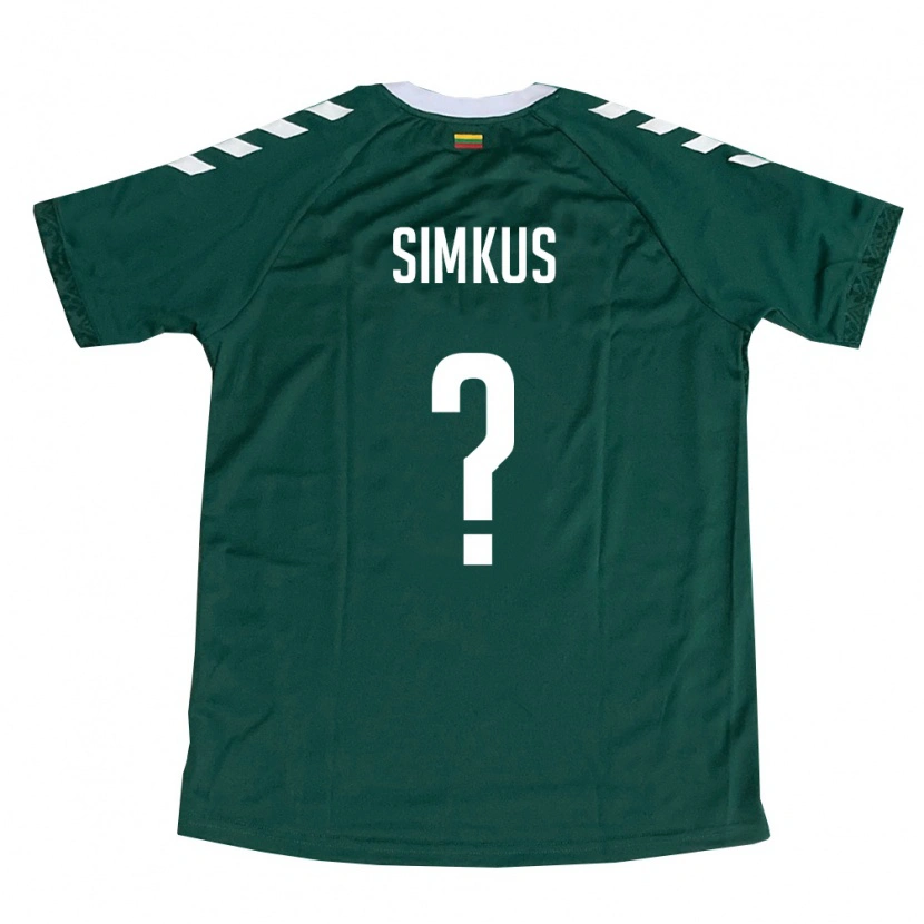 DanxenキッズリトアニアKajus Simkus#0ダークグリーン 白アウェイシャツ26-28ジャージーユニフォーム