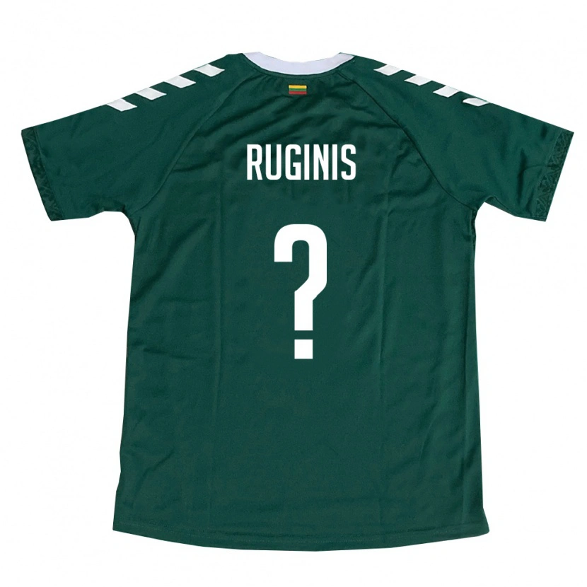 DanxenキッズリトアニアAugustas Ruginis#0ダークグリーン 白アウェイシャツ26-28ジャージーユニフォーム