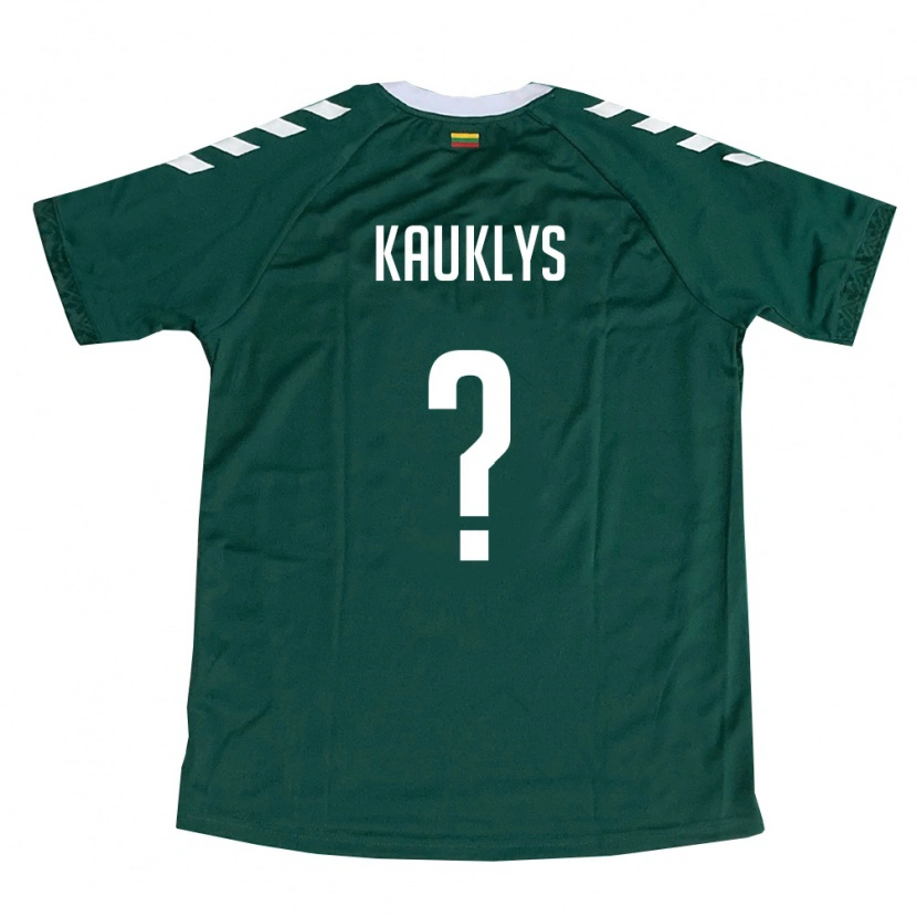 DanxenキッズリトアニアPatrikas Kauklys#0ダークグリーン 白アウェイシャツ26-28ジャージーユニフォーム