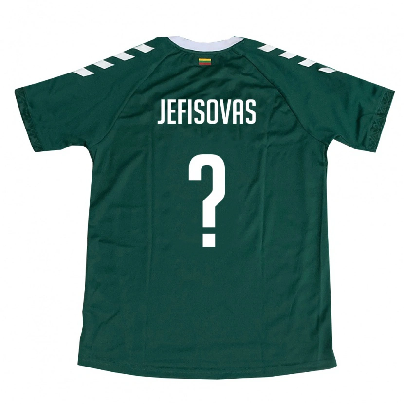 DanxenキッズリトアニアTimas Jefisovas#0ダークグリーン 白アウェイシャツ26-28ジャージーユニフォーム