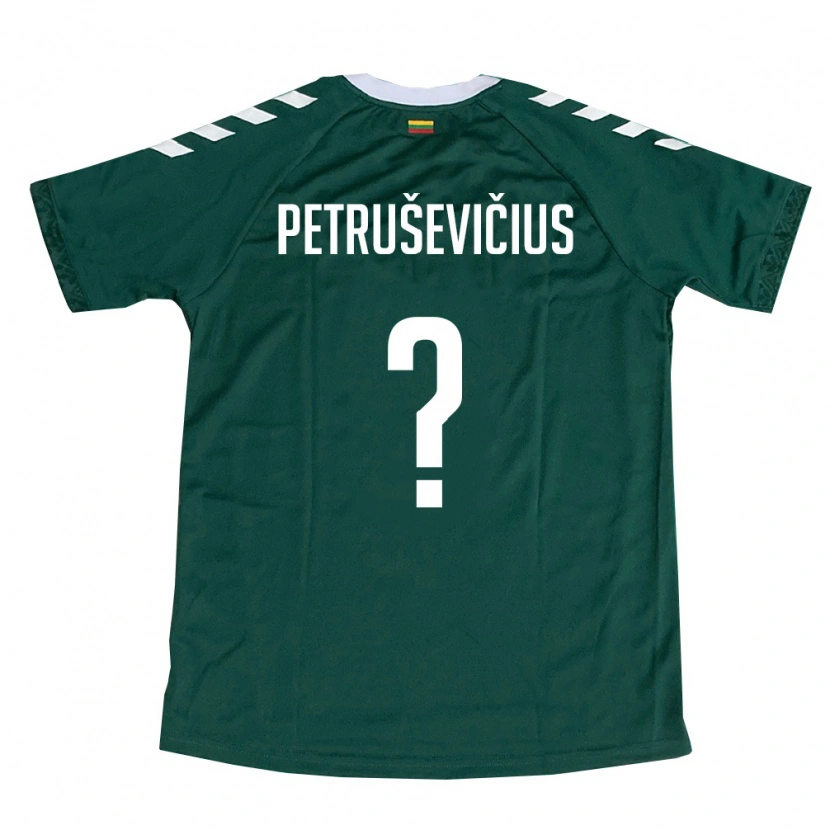 DanxenキッズリトアニアDomas Petruševičius#0ダークグリーン 白アウェイシャツ26-28ジャージーユニフォーム