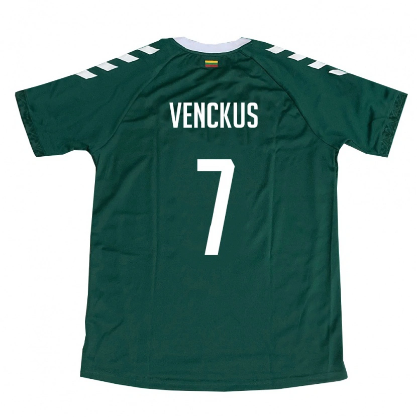 DanxenキッズリトアニアMangirdas Venckus#7ダークグリーン 白アウェイシャツ26-28ジャージーユニフォーム