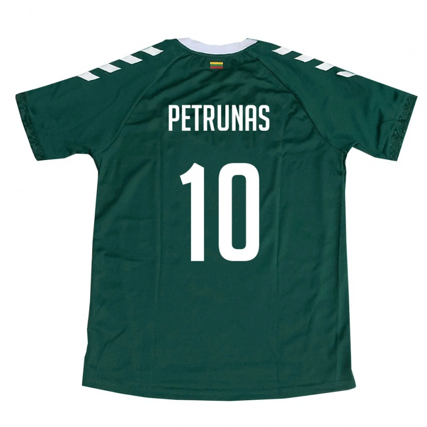 DanxenキッズリトアニアLukas Petrunas#10ダークグリーン 白アウェイシャツ26-28ジャージーユニフォーム