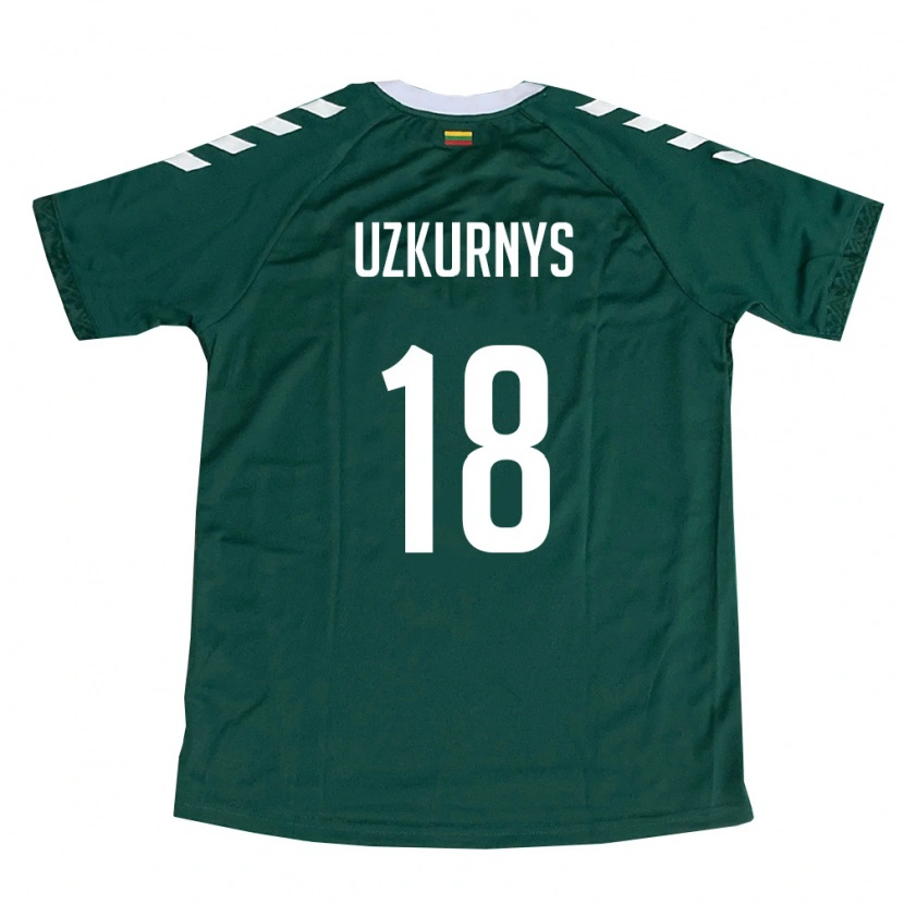 DanxenキッズリトアニアAdomas Užkurnys#18ダークグリーン 白アウェイシャツ26-28ジャージーユニフォーム