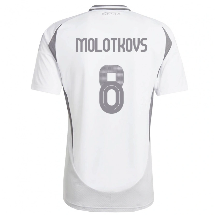 DanxenキッズラトビアAleksandrs Molotkovs#8白 ダークグレーアウェイシャツ26-28ジャージーユニフォーム