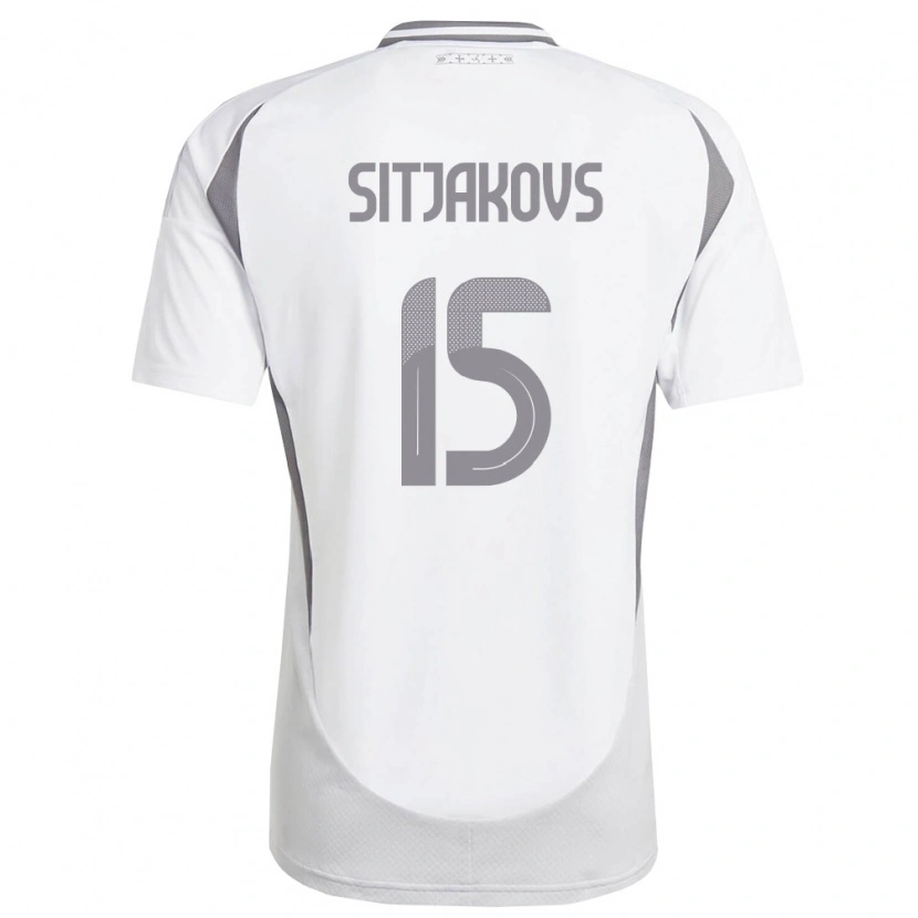 DanxenキッズラトビアRalfs Sitjakovs#15白 ダークグレーアウェイシャツ26-28ジャージーユニフォーム