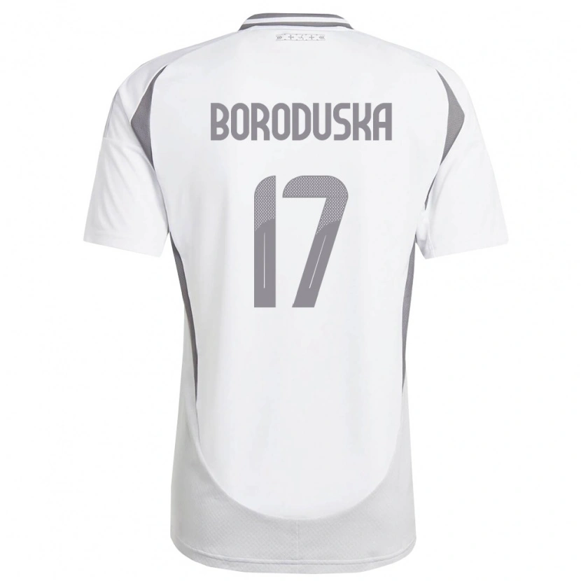 DanxenキッズラトビアEriks Boroduska#17白 ダークグレーアウェイシャツ26-28ジャージーユニフォーム