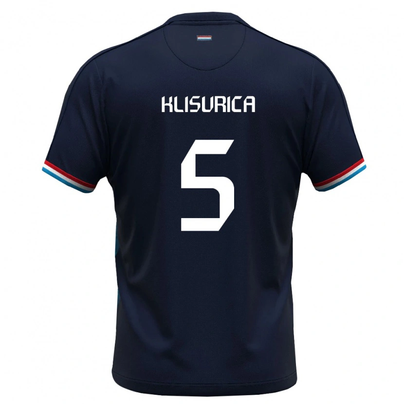 DanxenキッズルクセンブルクRoni Klisurica#5ロイヤルブルー 赤アウェイシャツ26-28ジャージーユニフォーム