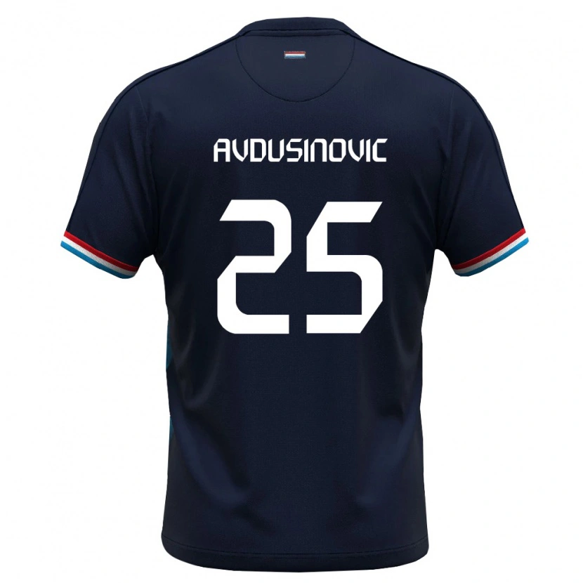 DanxenキッズルクセンブルクKenan Avdusinovic#25ロイヤルブルー 赤アウェイシャツ26-28ジャージーユニフォーム