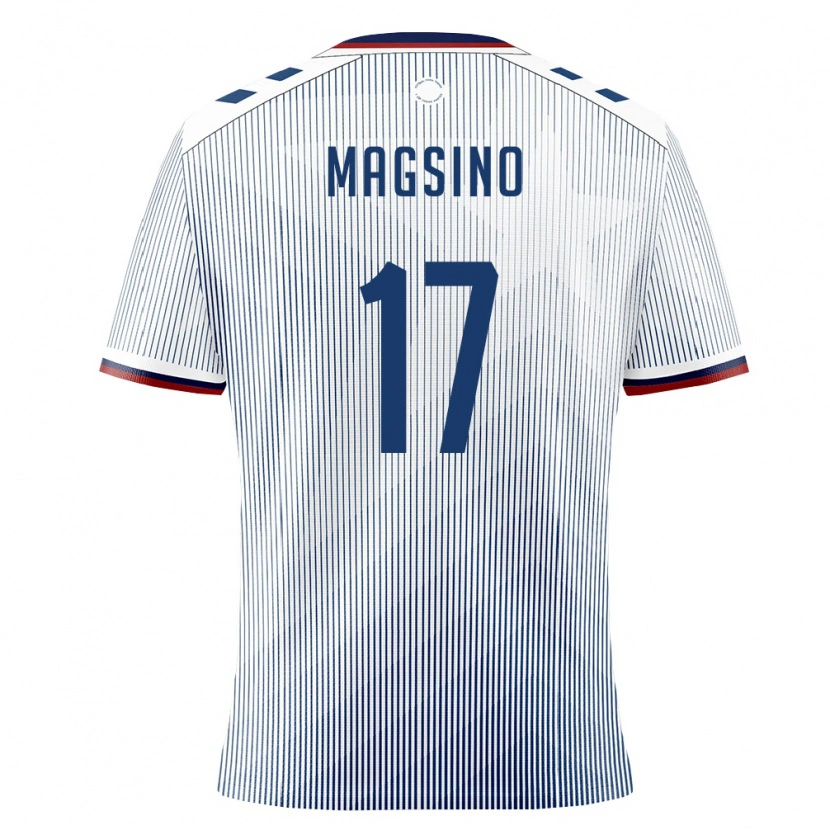 DanxenキッズプエルトリコReignen Magsino#17ロイヤルブルー 白アウェイシャツ26-28ジャージーユニフォーム