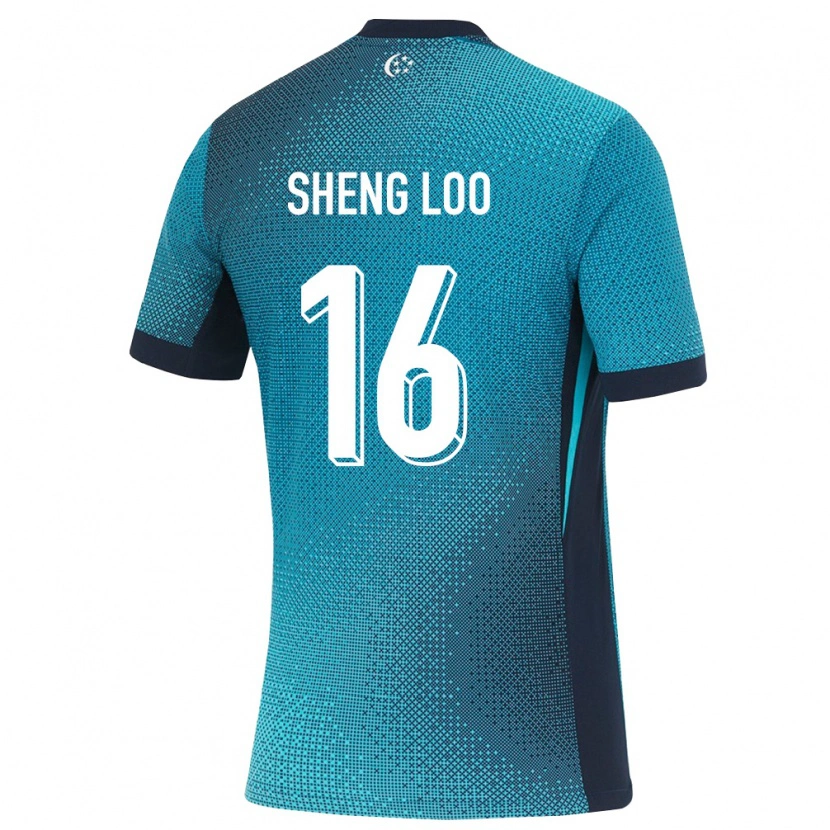 DanxenキッズシンガポールKai Sheng Loo#16ダークターコイズ 黒アウェイシャツ26-28ジャージーユニフォーム