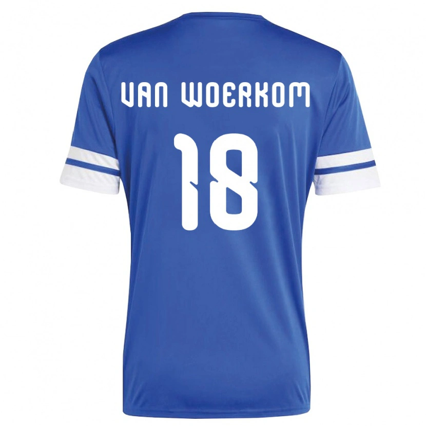 Danxenメンズキュラソー島Sebastian Van Woerkom#18紺 白ホームシャツ26-28ジャージーユニフォーム