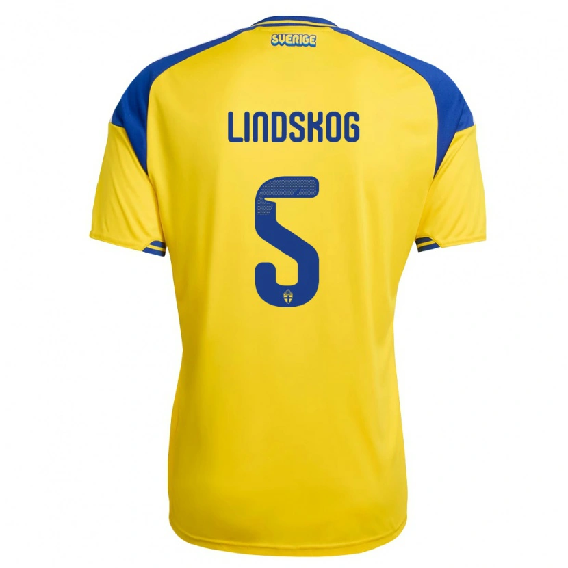DanxenメンズスウェーデンHugo Lindskog#5黄 青 白ホームシャツ26-28ジャージーユニフォーム