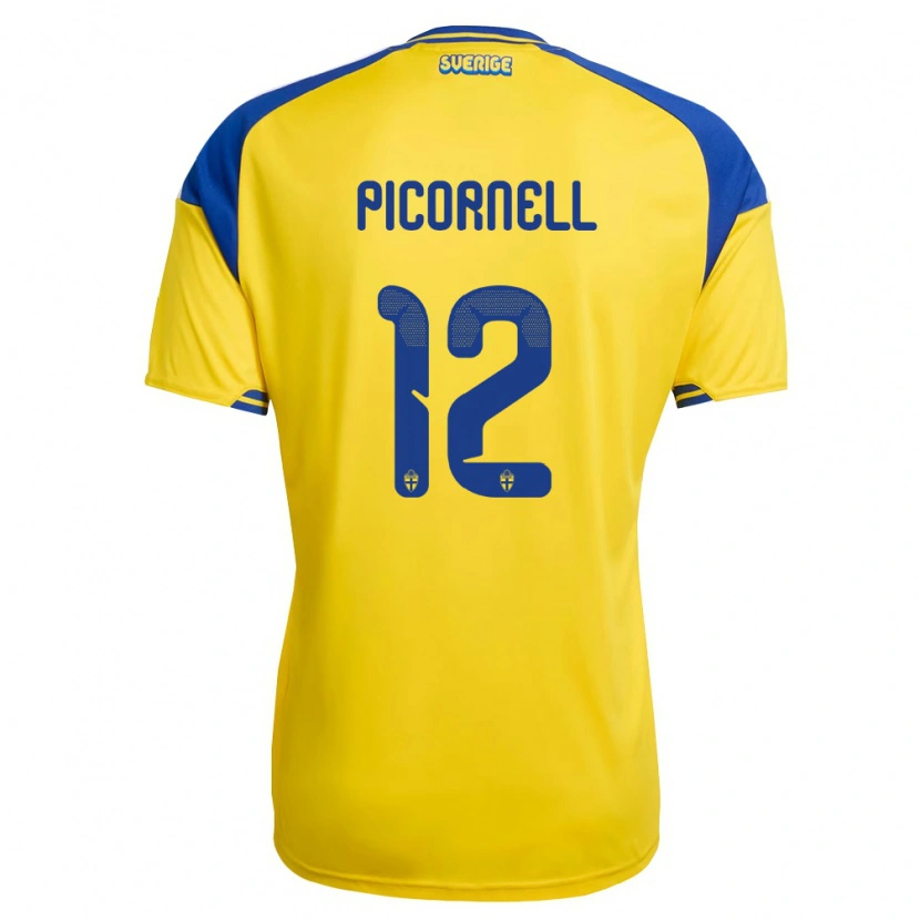 DanxenメンズスウェーデンAndré Picornell#12黄 青 白ホームシャツ26-28ジャージーユニフォーム