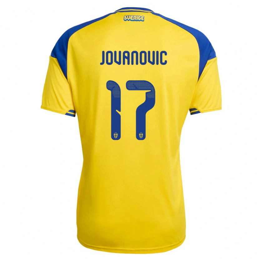 DanxenメンズスウェーデンNikolas Jovanovic#17黄 青 白ホームシャツ26-28ジャージーユニフォーム