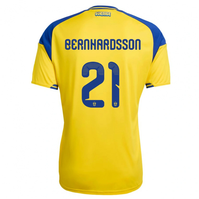 DanxenメンズスウェーデンAlexander Bernhardsson#21黄 青 白ホームシャツ26-28ジャージーユニフォーム