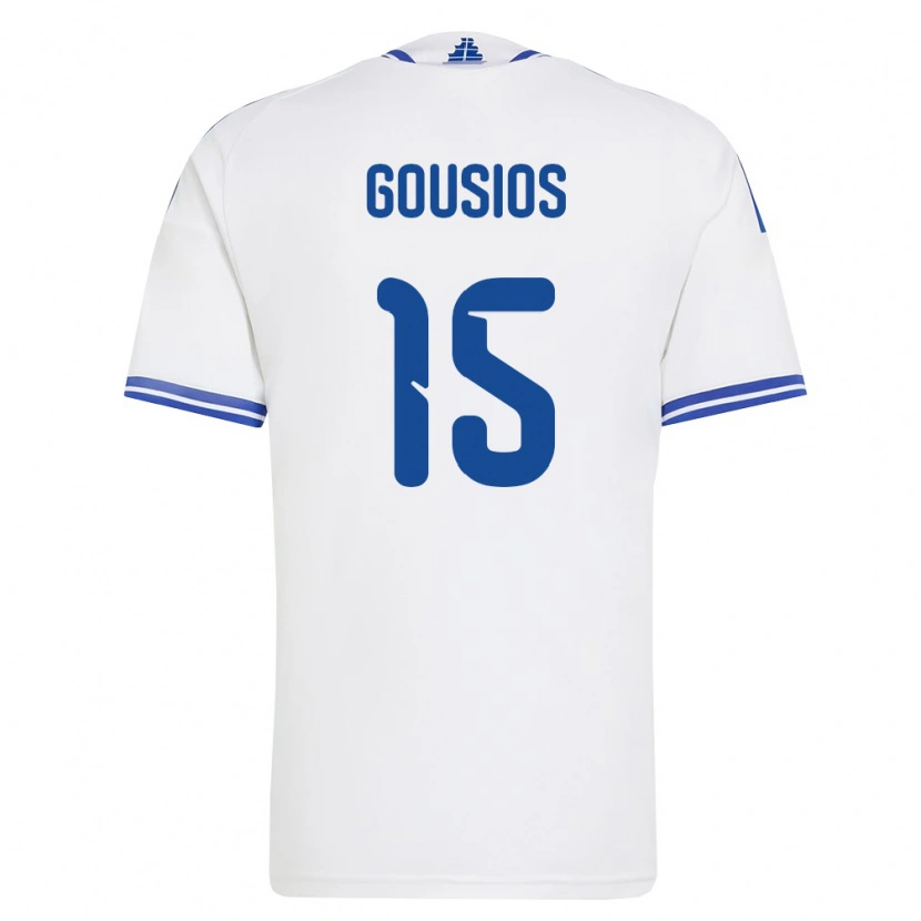 DanxenメンズギリシャGeorgios Gousios#15白 青ホームシャツ26-28ジャージーユニフォーム