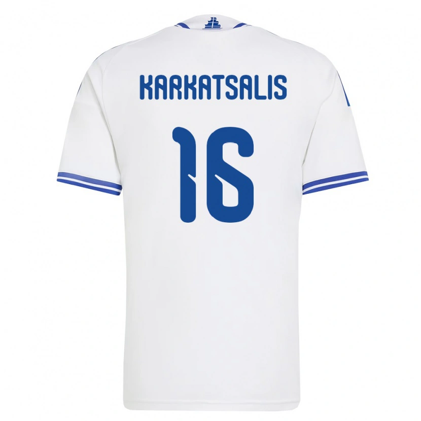DanxenメンズギリシャVasilios Karkatsalis#16白 青ホームシャツ26-28ジャージーユニフォーム