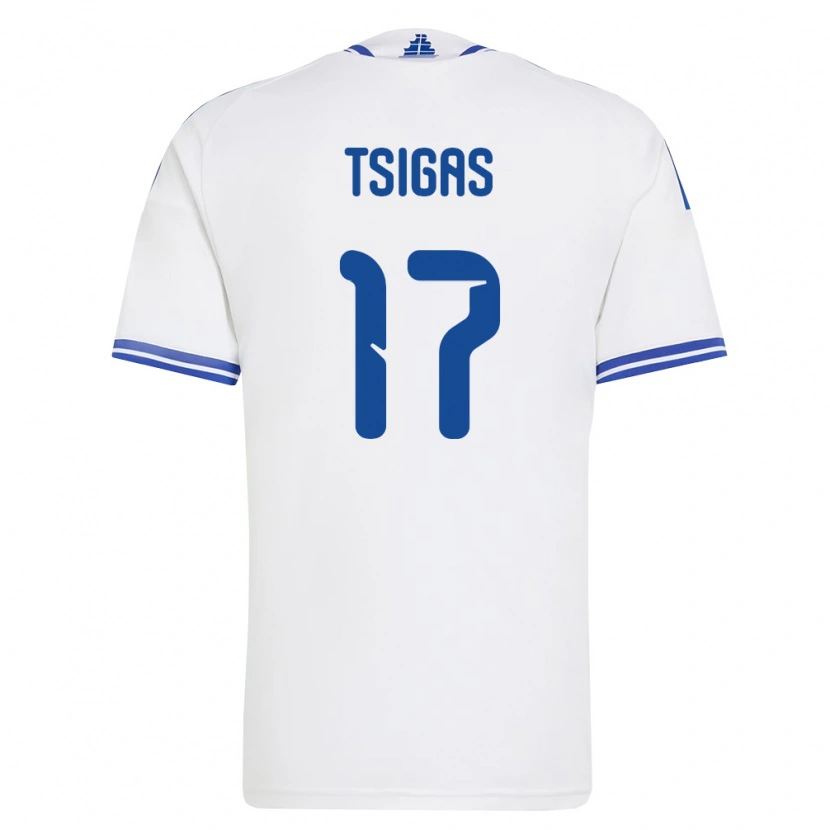 DanxenメンズギリシャStefanos Tsigas#17白 青ホームシャツ26-28ジャージーユニフォーム