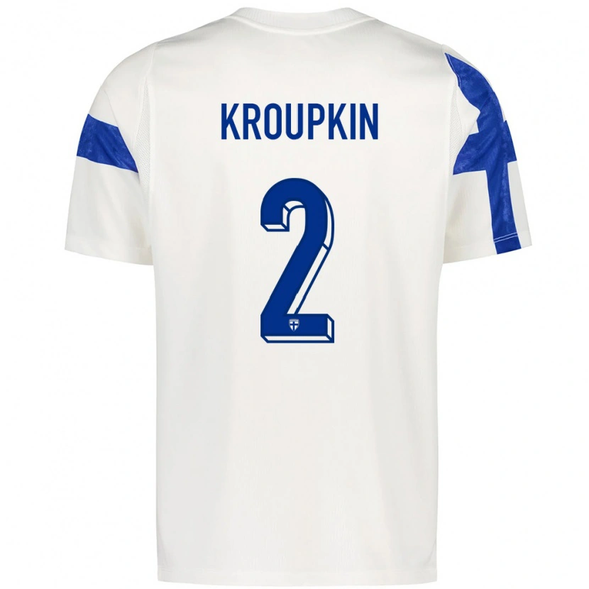 DanxenメンズフィンランドNicklas Kroupkin#2白 青ホームシャツ26-28ジャージーユニフォーム