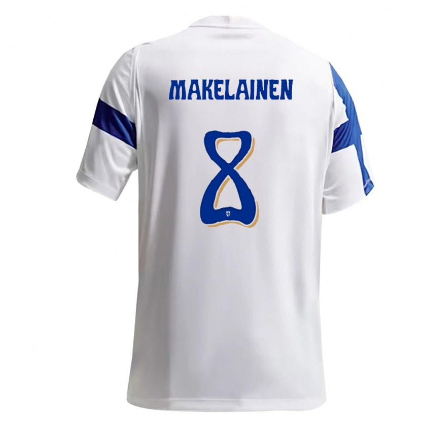 DanxenメンズフィンランドJuuso Mäkeläinen#8白 青ホームシャツ26-28ジャージーユニフォーム