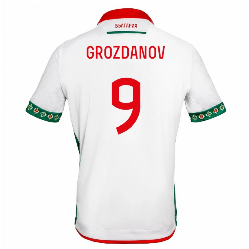 DanxenメンズブルガリアAndrey Grozdanov#9白 緑 赤ホームシャツ26-28ジャージーユニフォーム