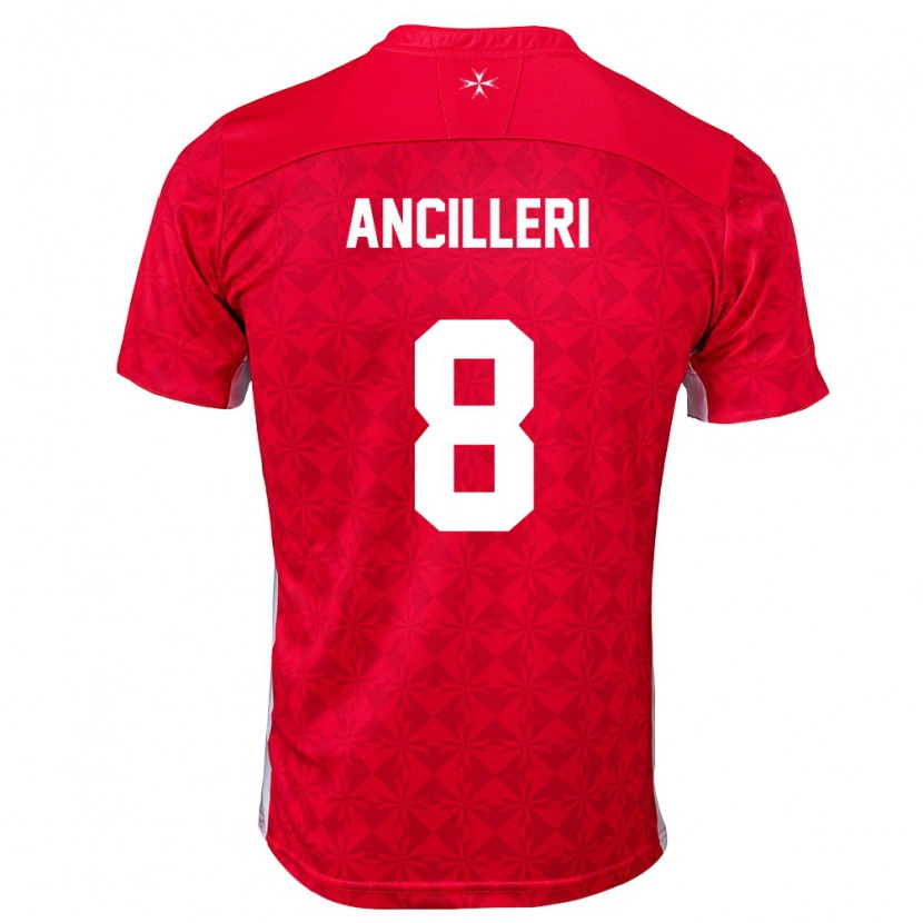 DanxenメンズマルタMattiaz Ancilleri#8赤 白ホームシャツ26-28ジャージーユニフォーム