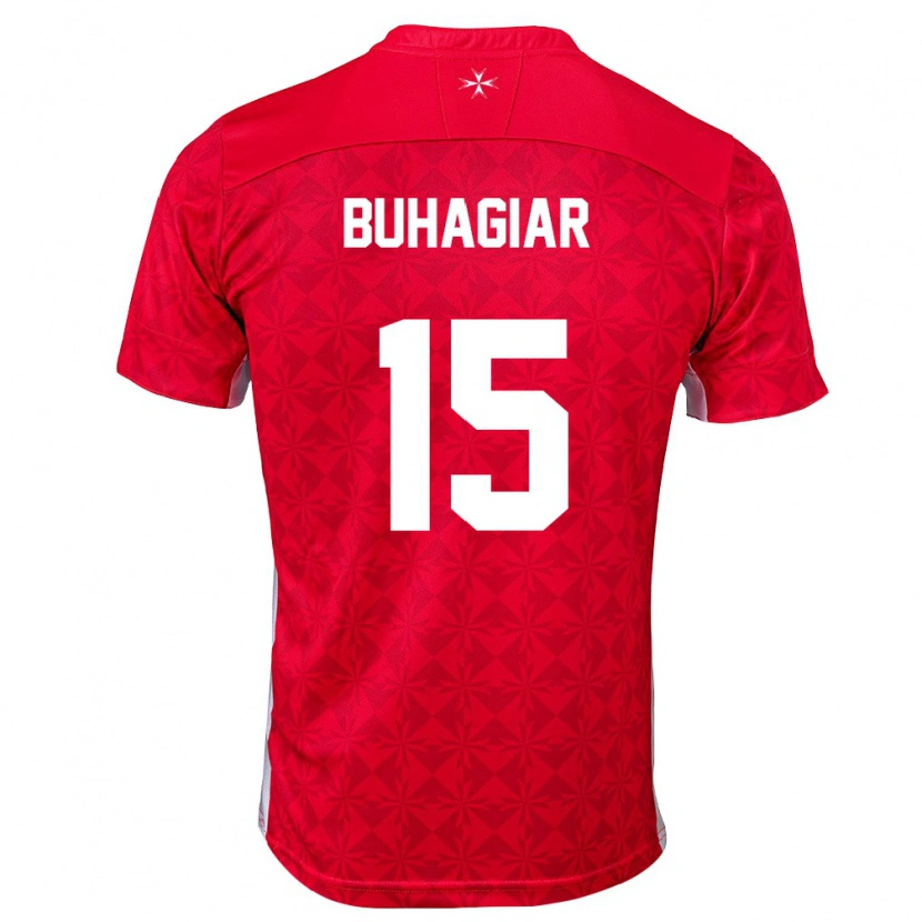 DanxenメンズマルタBjorn Buhagiar#15赤 白ホームシャツ26-28ジャージーユニフォーム