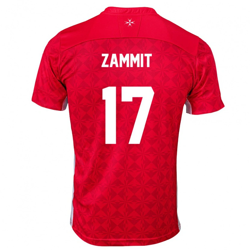 DanxenメンズマルタAndrea Zammit#17赤 白ホームシャツ26-28ジャージーユニフォーム