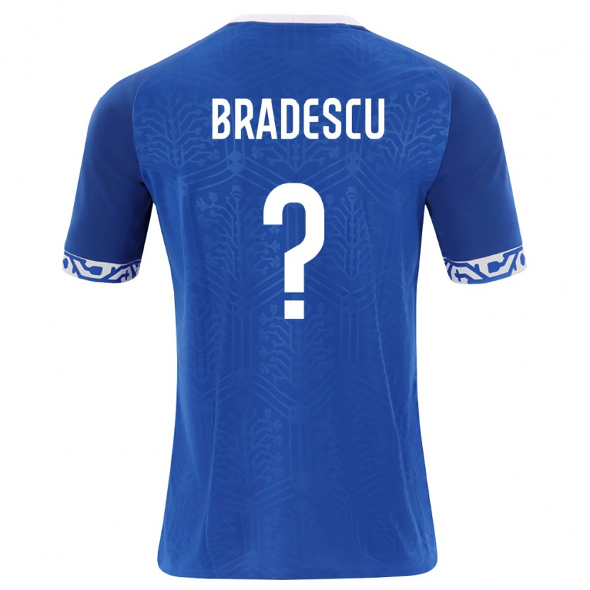 DanxenメンズモルドバCosmin Bradescu#0ロイヤルブルー 白ホームシャツ26-28ジャージーユニフォーム