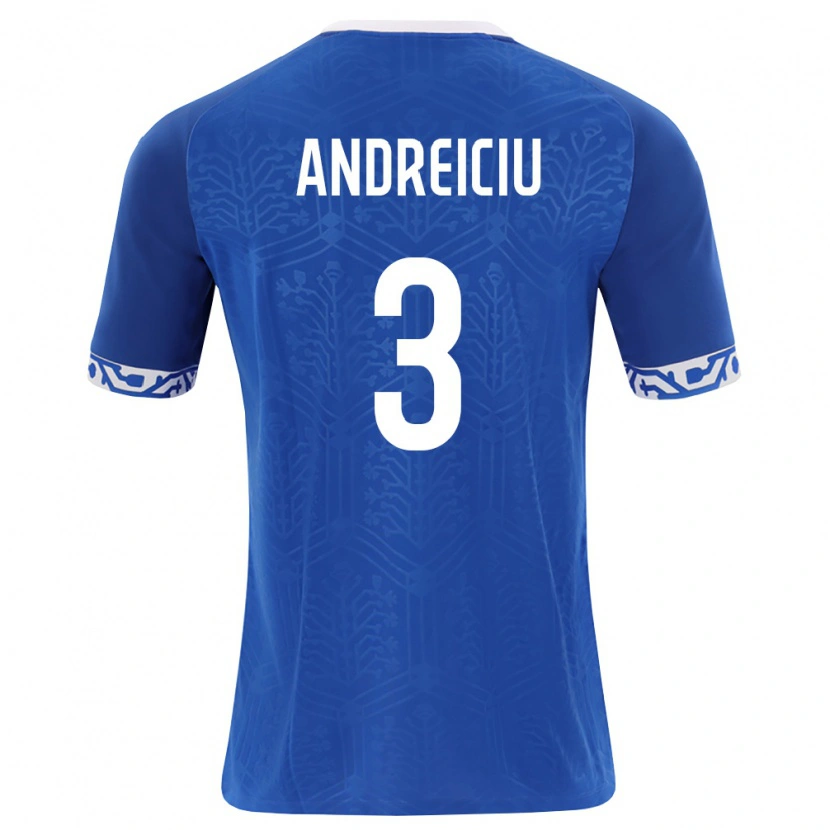 DanxenメンズモルドバDanil Andreiciu#3ロイヤルブルー 白ホームシャツ26-28ジャージーユニフォーム
