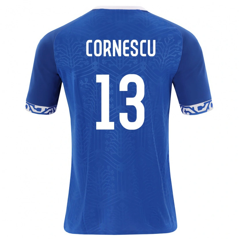 DanxenメンズモルドバIustin Cornescu#13ロイヤルブルー 白ホームシャツ26-28ジャージーユニフォーム