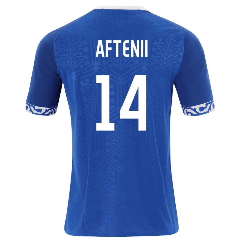 DanxenメンズモルドバArtiom Aftenii#14ロイヤルブルー 白ホームシャツ26-28ジャージーユニフォーム