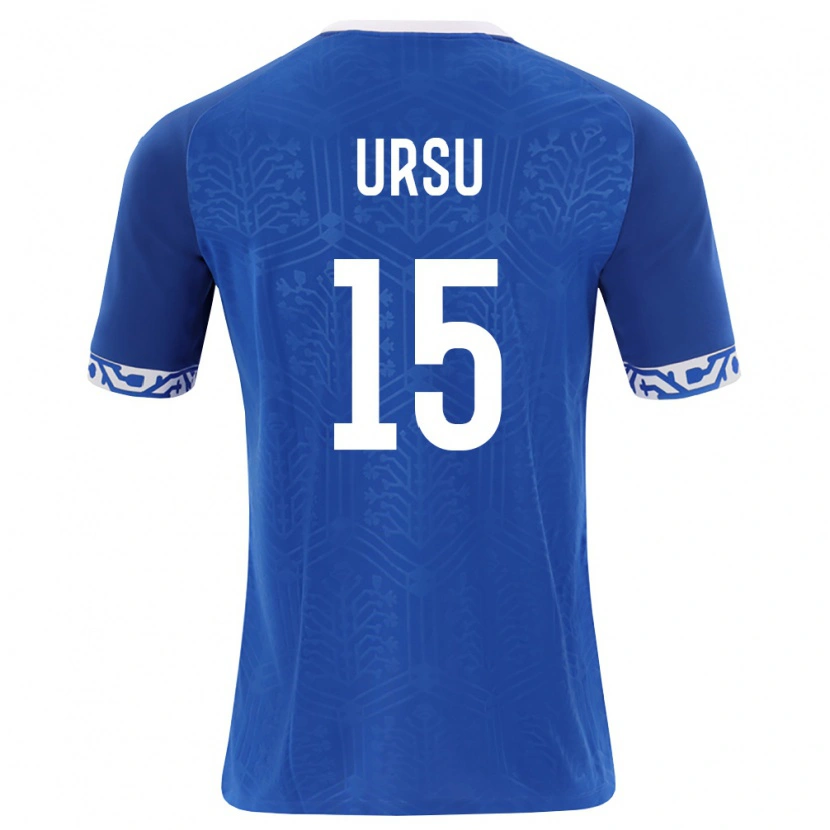 DanxenメンズモルドバAlexandru Ursu#15ロイヤルブルー 白ホームシャツ26-28ジャージーユニフォーム