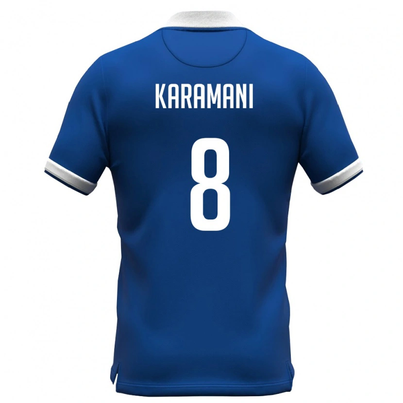 DanxenメンズキプロスChristos Karamani#8ロイヤルブルー 白ホームシャツ26-28ジャージーユニフォーム